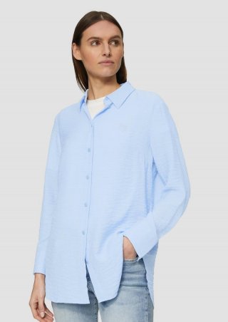 s.Oliver Strukturierte Hemdbluse aus Viskosemix - hellblau