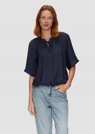 s.Oliver Strukturierte Bluse im O-Shape mit Raffdetails - navy