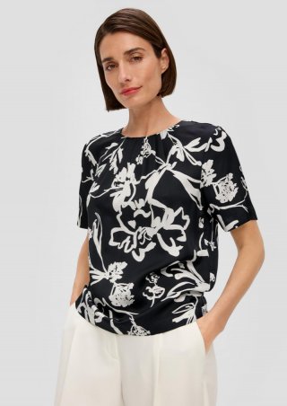 s.Oliver Bluse mit Rundhalsausschnitt - schwarz