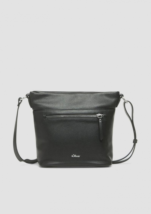 s.Oliver City-Bag mit separiertem Reißverschluss-Fach und längenverstellbarem Schultergurt - schwarz