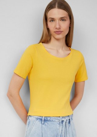 s.Oliver T-Shirt aus Interlockjersey im Slim Fit - gelb