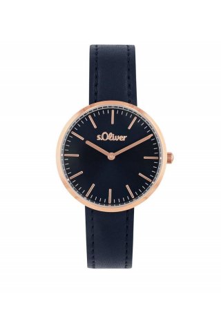 s.Oliver Uhr mit Kunstlederband - navy