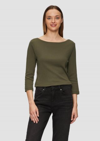s.Oliver T-Shirt mit 3/4-Arm und U-Boot Ausschnitt - olivgrün