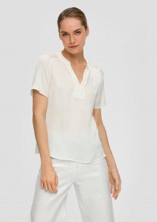 s.Oliver Viskose-Bluse mit Tunika-Ausschnitt - ecru