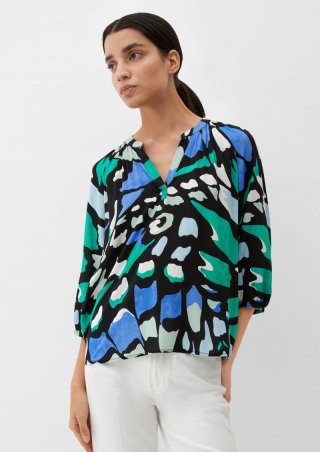 s.Oliver Bluse mit Dobby-Struktur - schwarz