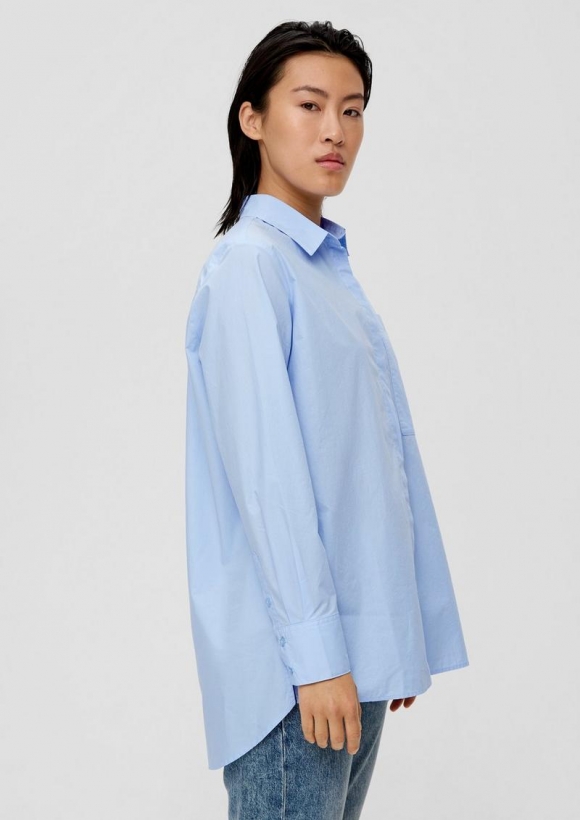 s.Oliver Baumwollbluse mit verlängertem Rückensaum - hellblau