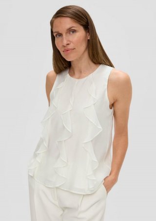 s.Oliver Ärmellose Bluse mit Volant - ecru