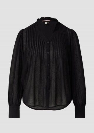 s.Oliver Strukturierte Chiffonbluse mit Punktemuster - schwarz