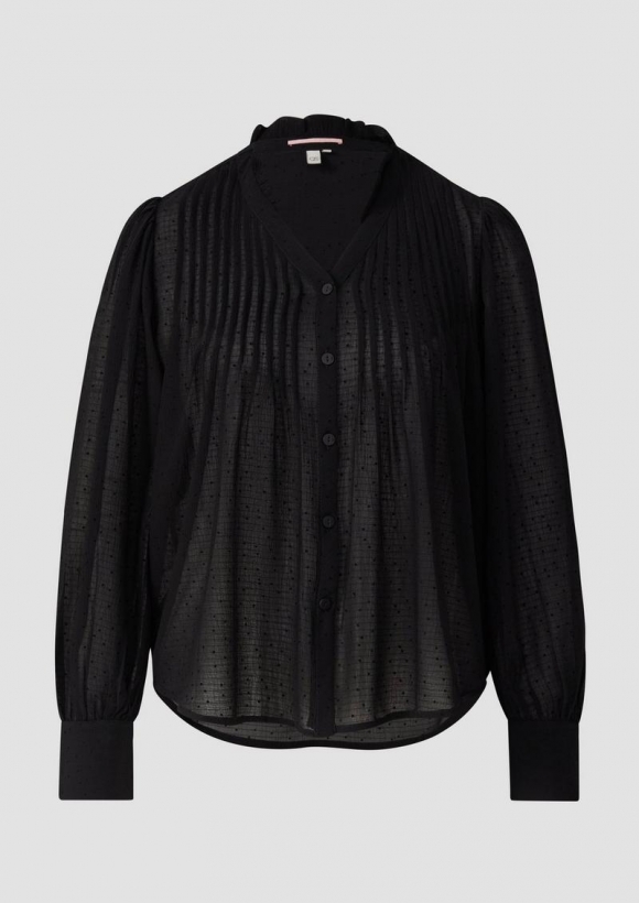 s.Oliver Strukturierte Chiffonbluse mit Punktemuster - schwarz