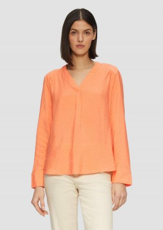 s.Oliver Strukturierte Bluse mit V-Ausschnitt - orange