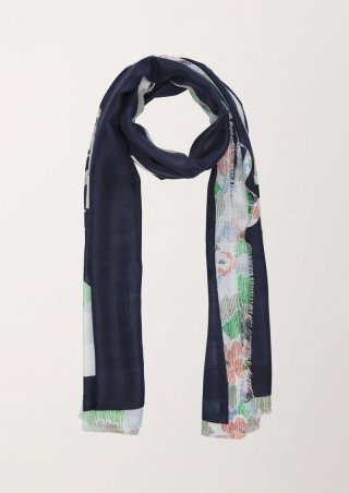 s.Oliver Tuch mit Letter-Print - navy