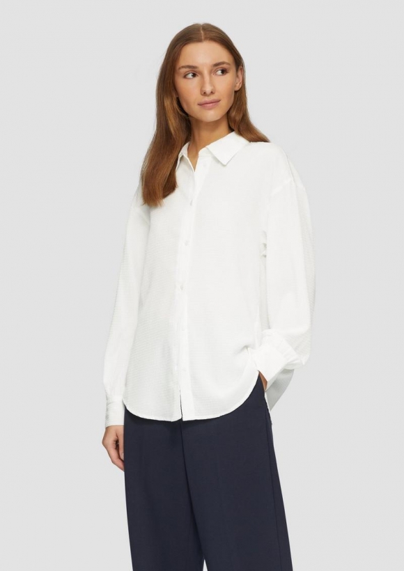 s.Oliver Strukturierte Hemdbluse mit Raffung - ecru
