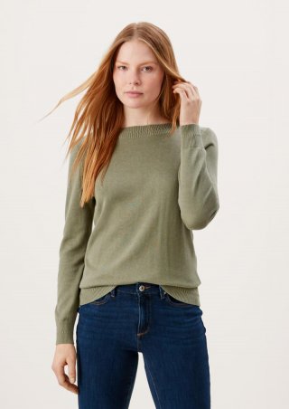 s.Oliver Pullover mit U-Boot-Ausschnitt - olivgrün