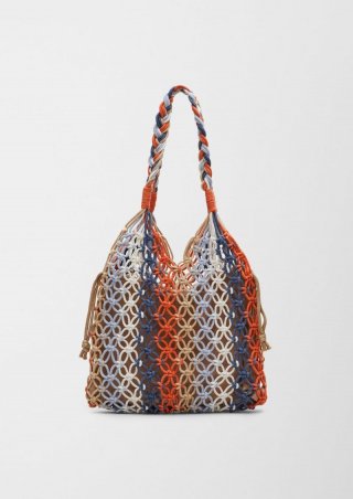 s.Oliver Makramee-Tasche aus Baumwolle - blau
