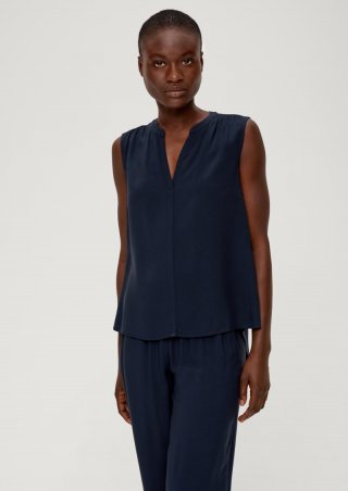 s.Oliver Viskosebluse mit Raffung - navy