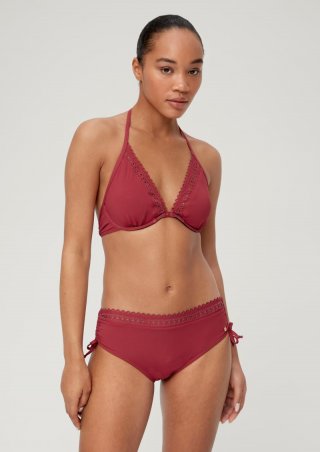 s.Oliver Neckholder Bikini Top mit Lochstickerei - himbeere