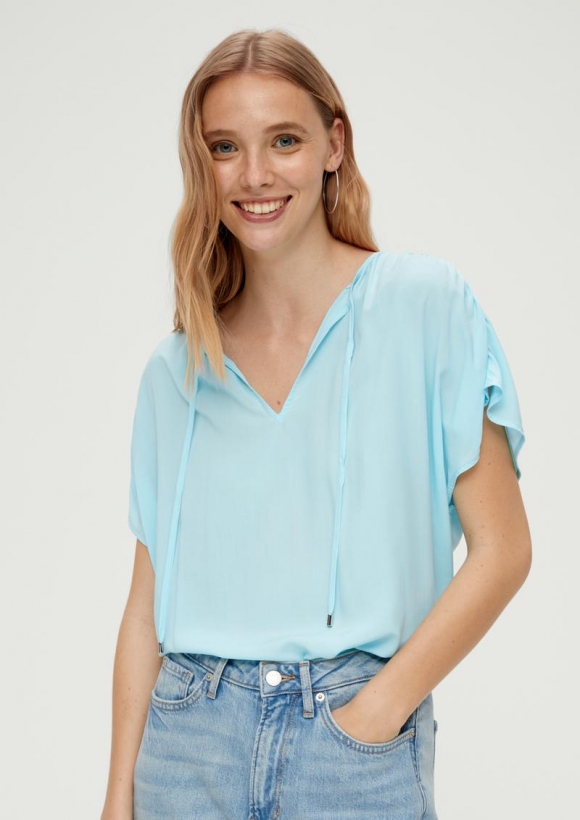 s.Oliver Viskosebluse mit Raffung - helles türkis