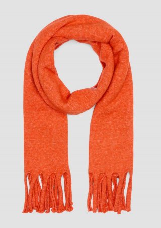 s.Oliver Gestrickter Schal mit Fransen - orange