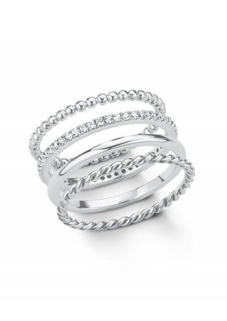 s.Oliver 4er Set Ringe aus Sterling Silber - silber