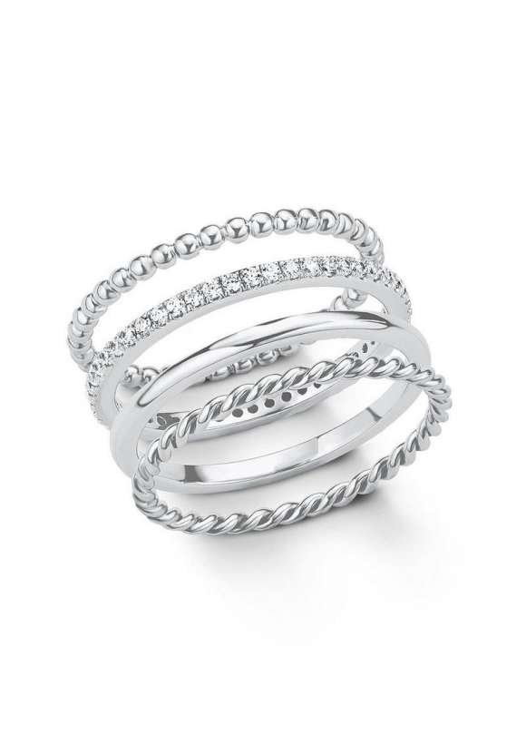 s.Oliver 4er Set Ringe aus Sterling Silber - silber