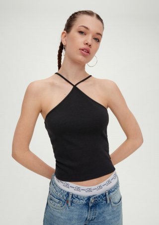 s.Oliver Top aus Baumwollstretch - schwarz