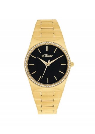 s.Oliver Armbanduhr mit Glitzersteinen - gold