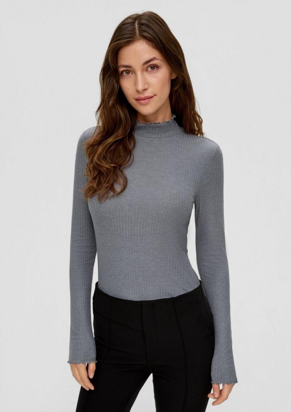 s.Oliver Longsleeve mit Rollsaum - grau meliert