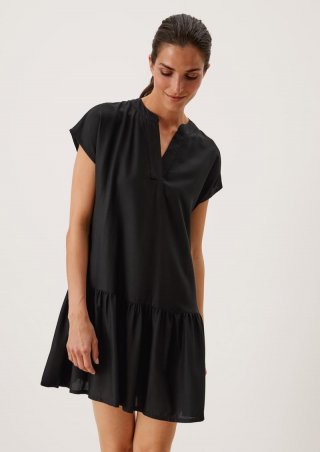 s.Oliver Volantkleid aus Viskose - schwarz