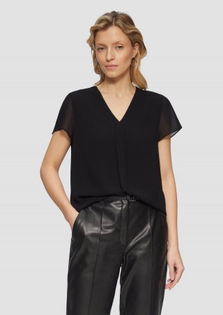 s.Oliver Layering-Bluse aus Chiffon - schwarz