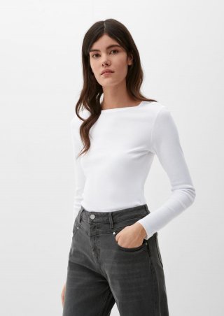 s.Oliver Longsleeve mit Rippstruktur - weiß