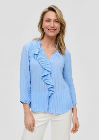 s.Oliver Plissee-Bluse mit Volant - hellblau