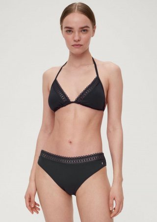 s.Oliver Triangel-Bikini-Top mit Lochstickerei - schwarz