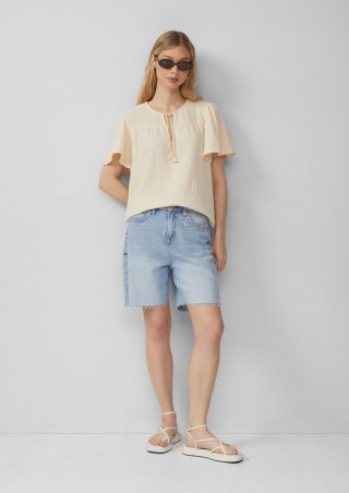 s.Oliver Musselin-Bluse mit Bindeband - helles sand