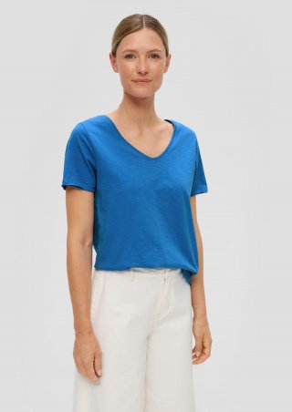 s.Oliver T-Shirt mit V-Ausschnitt - royalblau