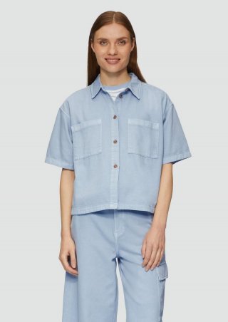 s.Oliver Hemdbluse aus Bio-Baumwollmix im Loose Fit / Coloured by Nature - blau