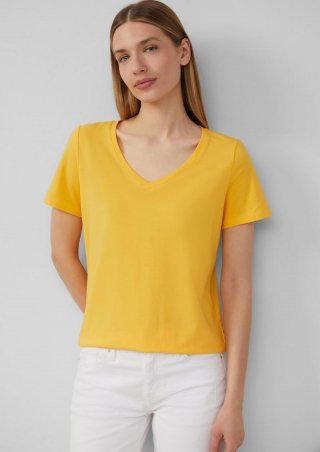 s.Oliver T-Shirt mit V-Ausschnitt - zitrone
