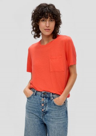 s.Oliver T-Shirt mit Brusttasche - koralle