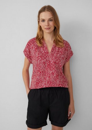 s.Oliver Leichte Baumwoll-Bluse mit All-over-Print - mohnrot