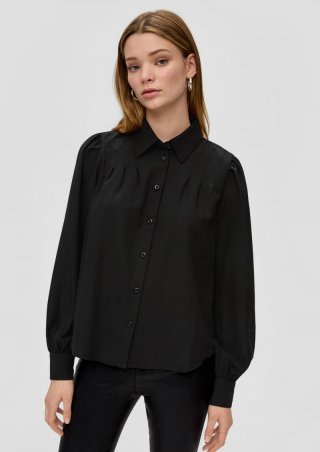 s.Oliver Bluse mit Raffung - schwarz