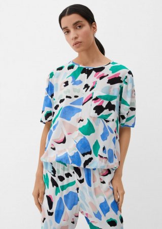 s.Oliver Bluse mit Dobby-Struktur - ecru