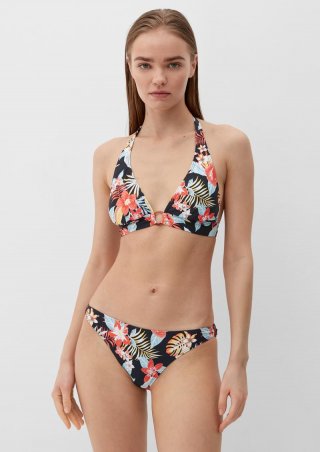 s.Oliver Triangel Bikinitop mit Blumenmuster - schwarz