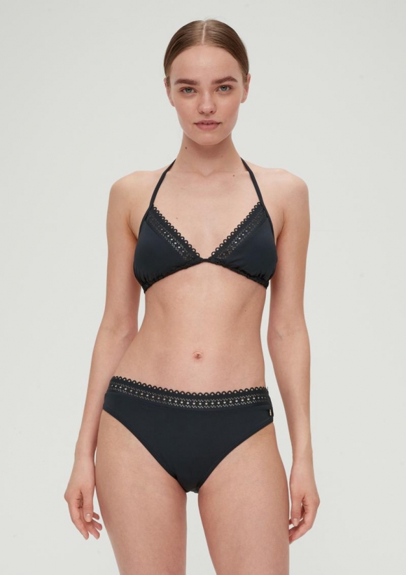 s.Oliver Bikinihose mit Lochstickerei - schwarz