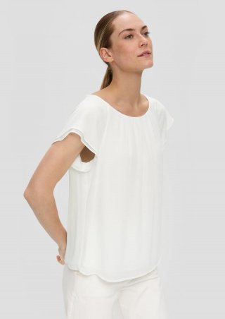 s.Oliver Chiffon-Bluse mit Double-Layer Ärmeln - ecru