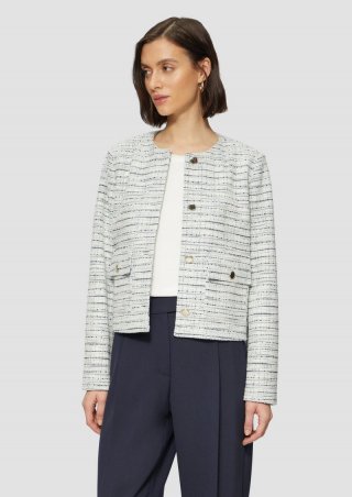 s.Oliver Gefütterte Bouclé-Jacke mit Zierknöpfen - ecru