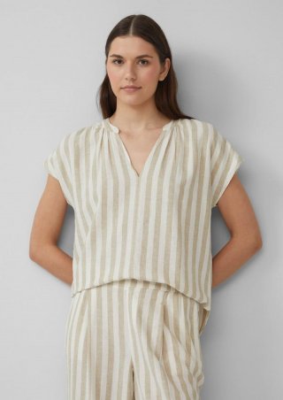 s.Oliver Ärmellose Bluse aus Leinenmix im Relaxed Fit - hellbraun