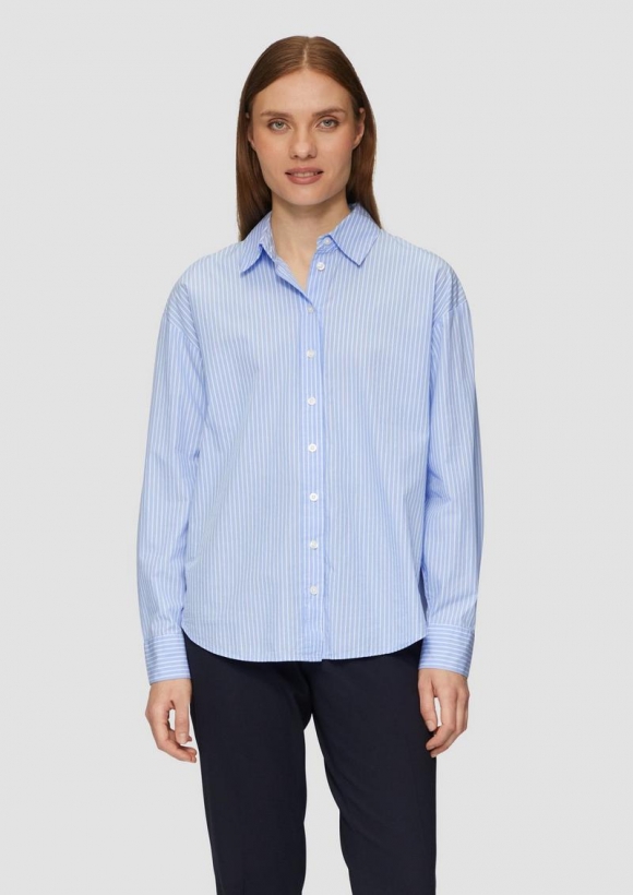 s.Oliver Streifenbluse mit Hemdkragen im Relaxed Fit - himmelblau