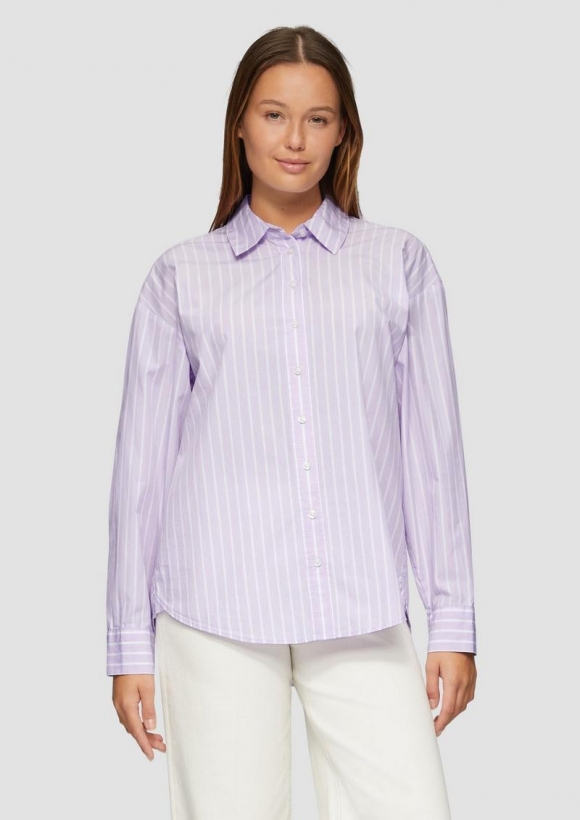 s.Oliver Streifenbluse mit Hemdkragen im Relaxed Fit - lavendel