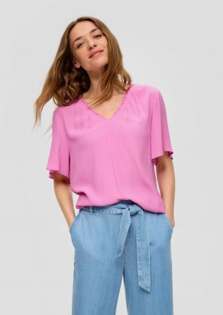 s.Oliver Viskosebluse mit V-Ausschnitt im Relaxed Fit - rosa