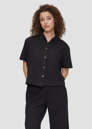 s.Oliver Oversized-Hemdbluse aus Musselin - schwarz