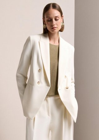 s.Oliver Blazer mit Reverskragen im Slim Fit - ecru